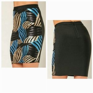 WoW Couture Sequin Embellished Party Cocktail Evening Mini Skirt